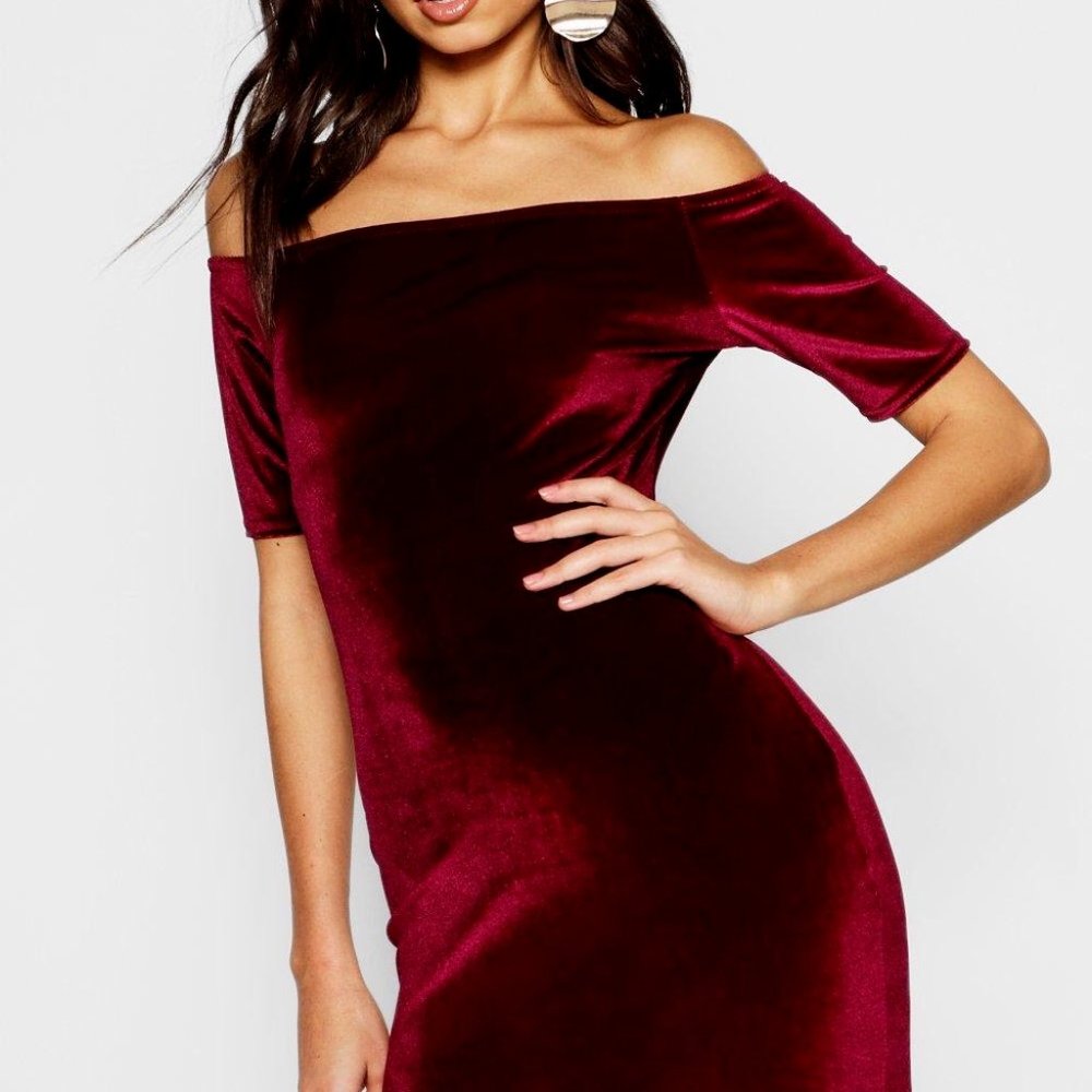 Cranberry/Red Velvet Bodycon Dress